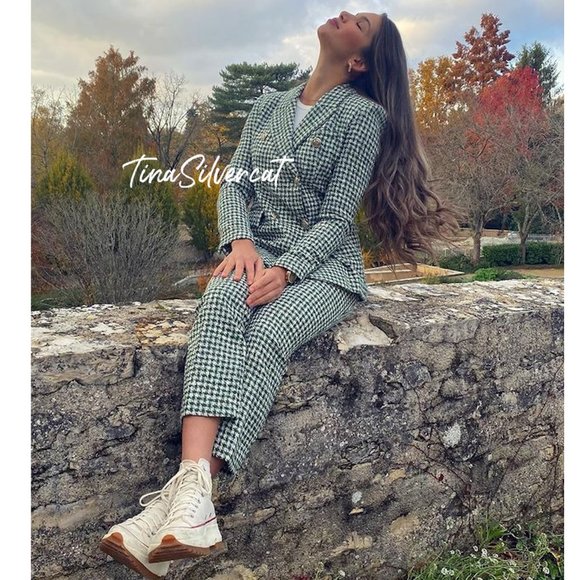 BLOGGER'S FAVE! Zara Tweed Flared Pants White/Green Sz M NWT - Picture 14 of 14